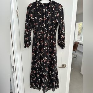Madewell Posy Floral Gathered Neck Ruffle Dress